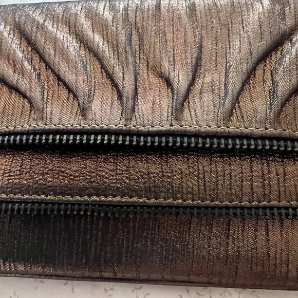 Lauren Merkin Shimmer Bronze Foldover Clutch - Picture 8 of 8